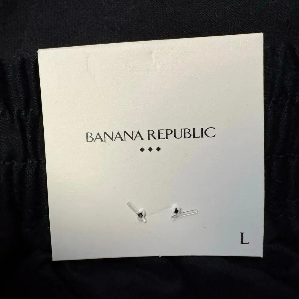 Banana Republic Linen Blend High Rise Wide Leg Cropped Pants Black Size L Career